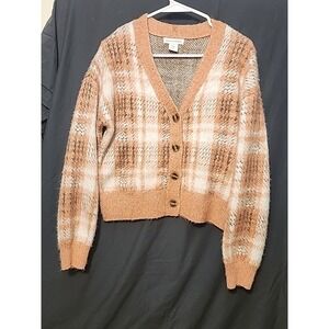 Cupcakes And Cashmere Cardigan Sweater Size Small Pink Pattern Button Up